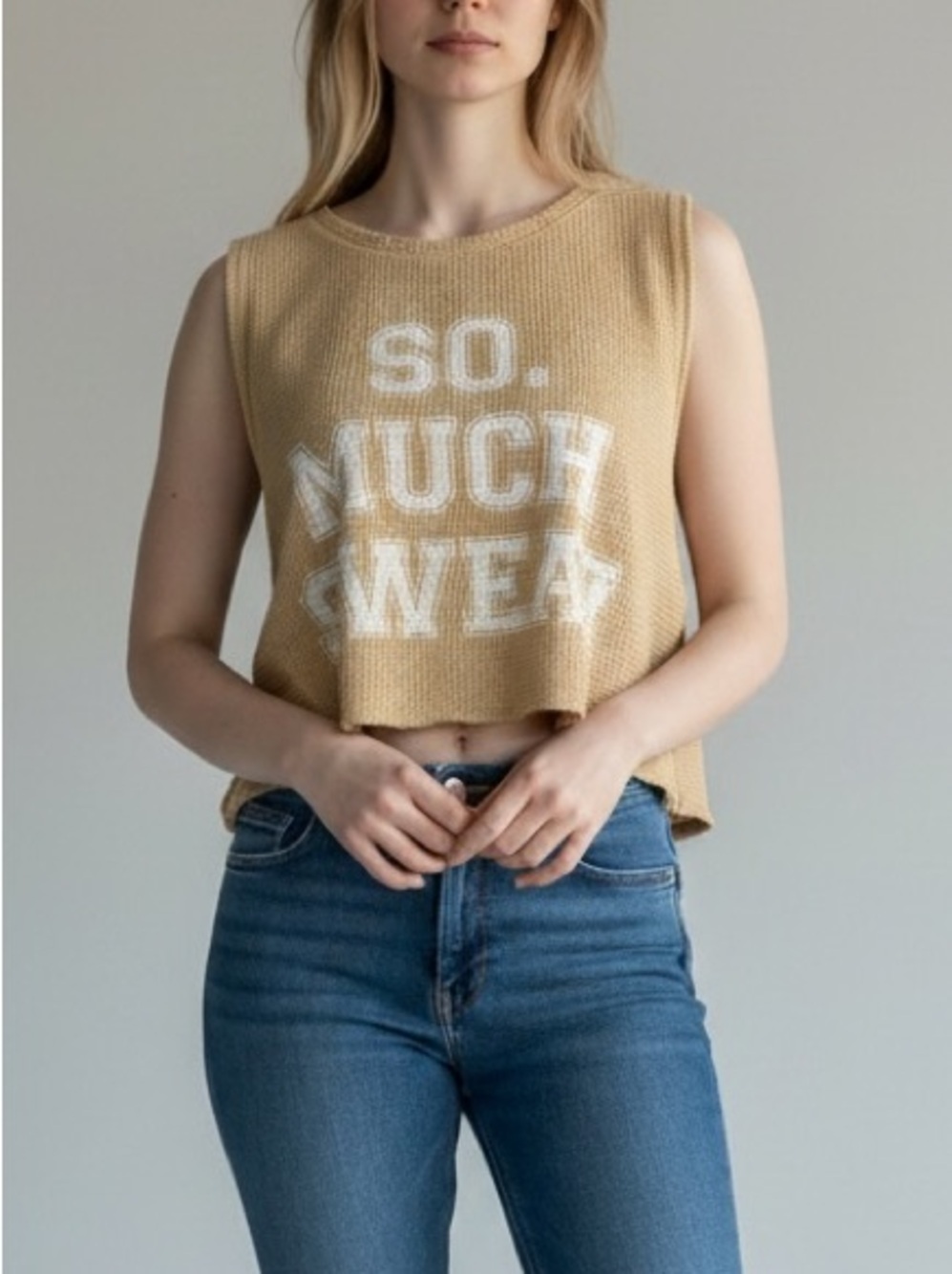 Offline Aerie Muscle Tank So Much Sweat Cream